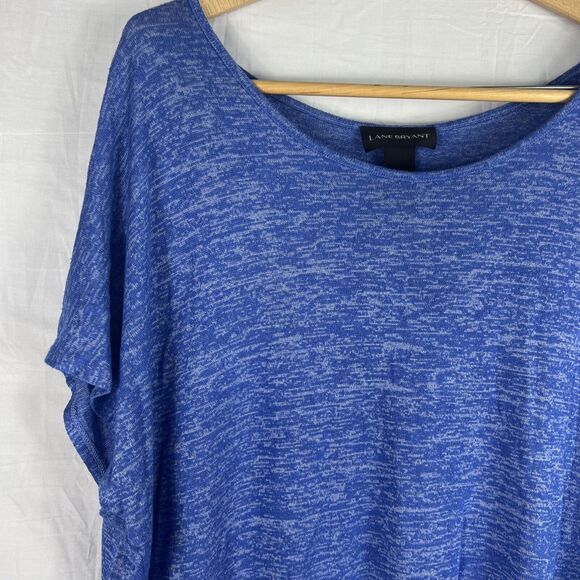 Lane Bryant Plus Size 18/20 Heather Royal Blue V-Neck Short Sleeve Asymmetrical - Picture 2 of 6